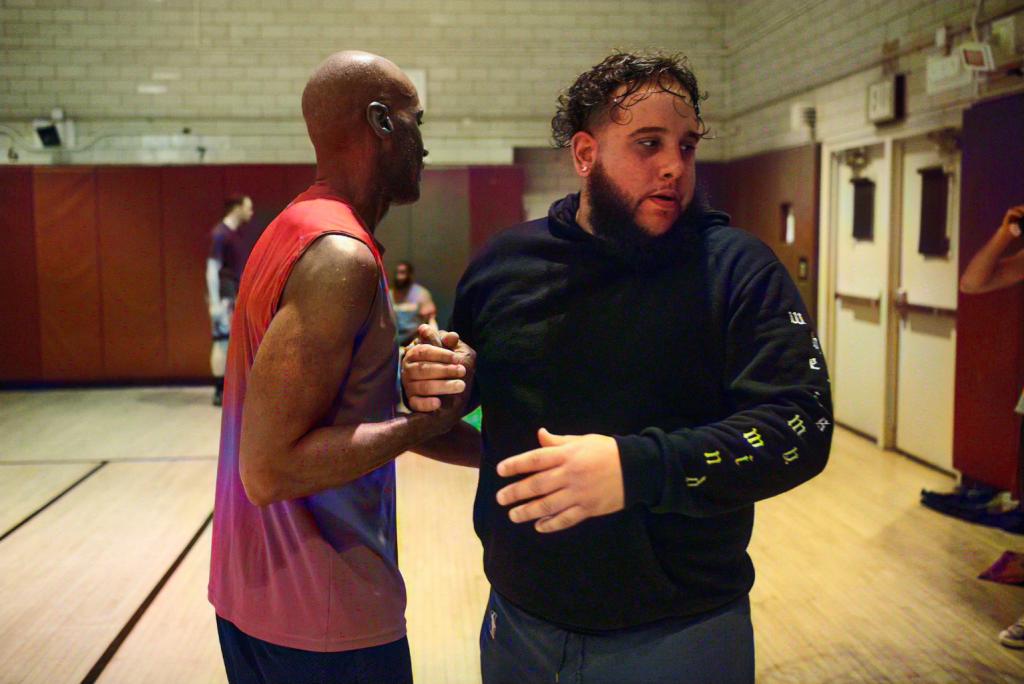 Two players greeting each other